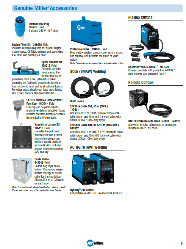 Miller Big Blue 500X compatible accessories