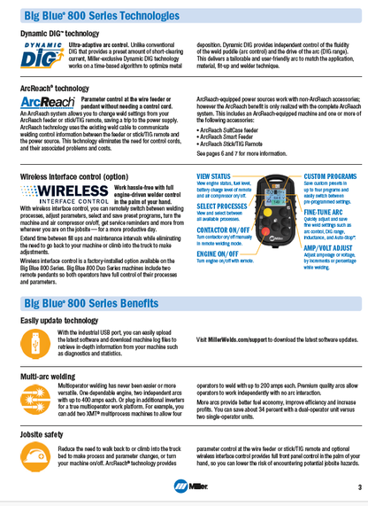 Miller Big Blue 800X feature overview