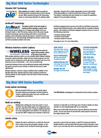 Miller Big Blue 800X specifications page 3