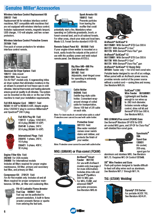 Miller Big Blue 800X specifications page 4