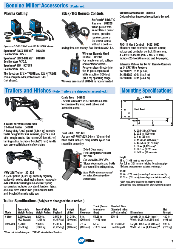 Miller Big Blue 800X specifications page 5
