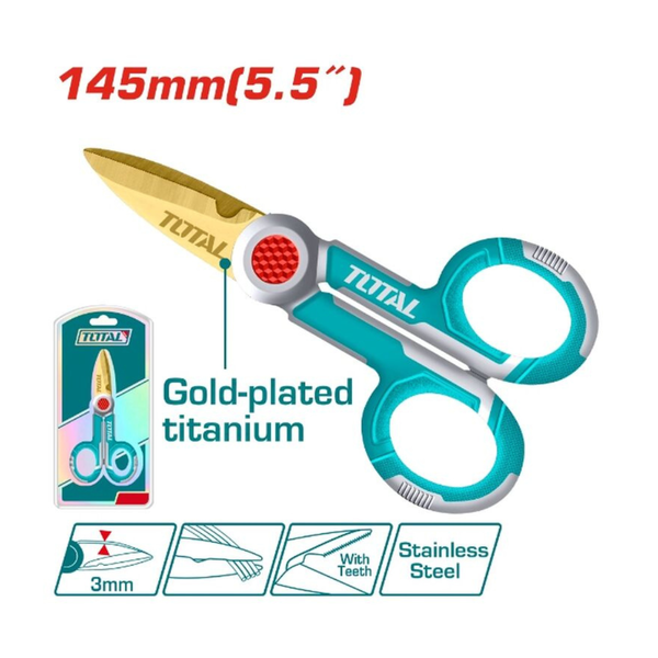 TOTAL Electricians Scissors – 145 mm