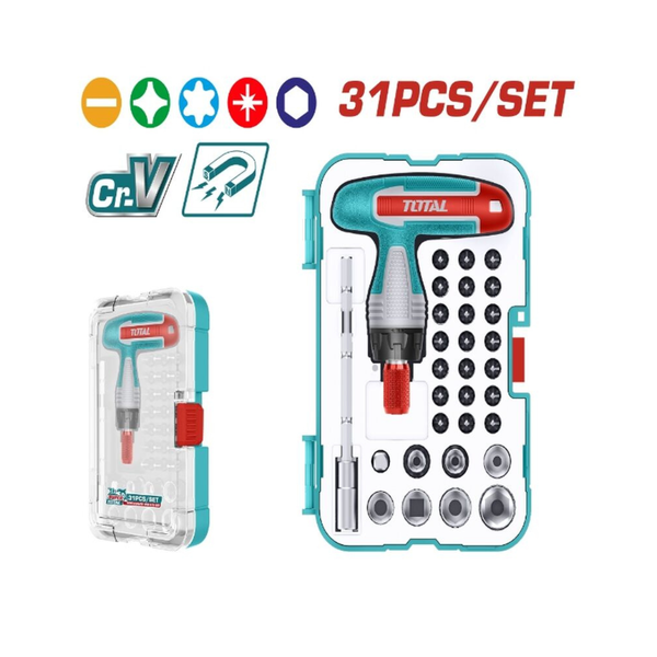 TOTAL Screwdriver T-Handle 31-Piece Set