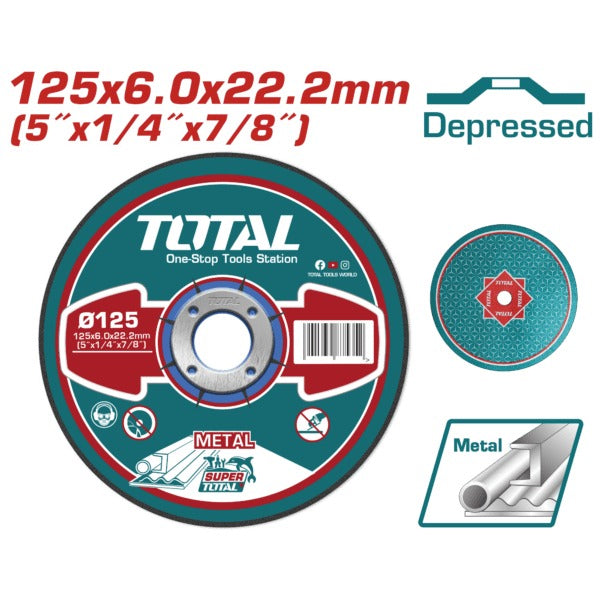 Total Abrasive Steel Grinding Disc 125×6.0mm 25PC