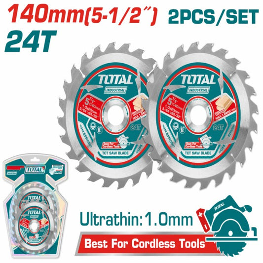 Total Circular Saw Blade 140mm (5-1/2”) 24T 2Pc Set