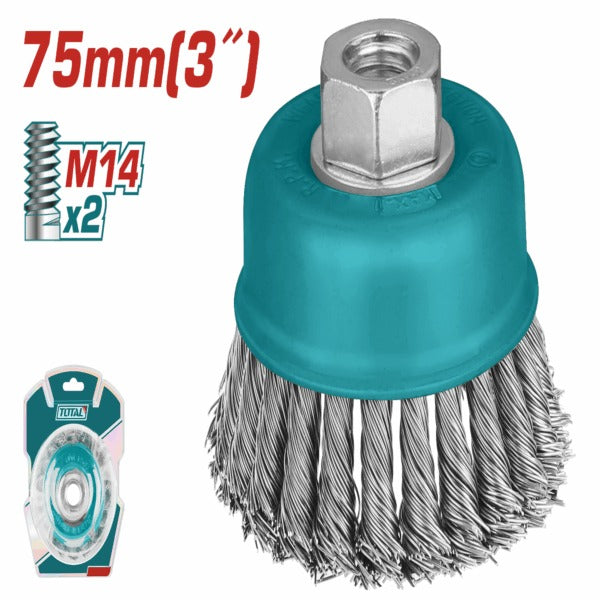 Total Wire Cup Brush Knotted 75mm