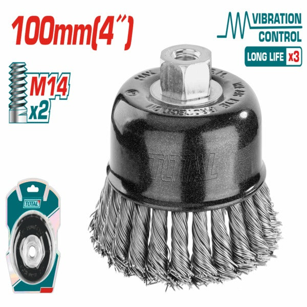 Total Wire Cup Brush Knotted 100Mmx14mm