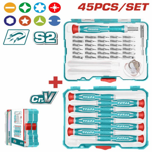 Total Screwdriver Bit Set Precision 45Pc