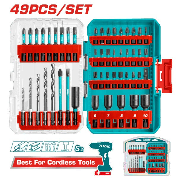 Total Screw driver BIT SET Impact (Black) 49 Pc