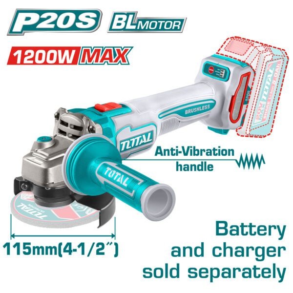 Total 20V Angle Grinder 115mm (IND) SOLO