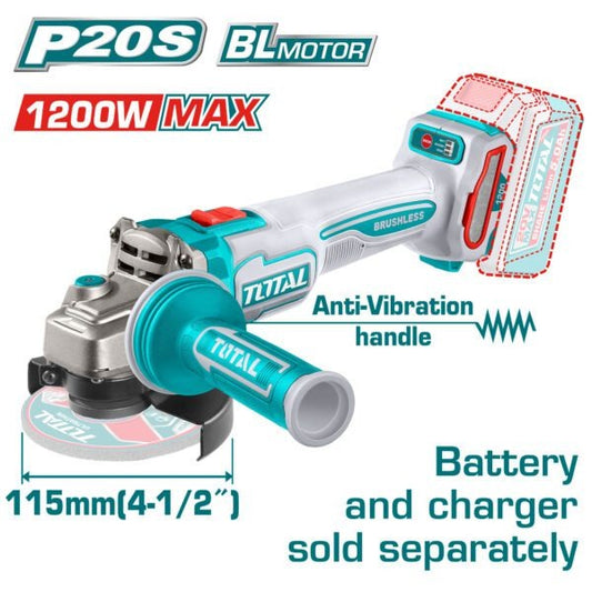 Total 20V Angle Grinder 115mm (IND) SOLO