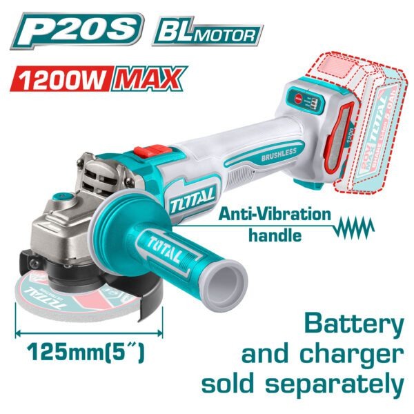 Total 20V Angle Grinder 125mm (IND) SOLO