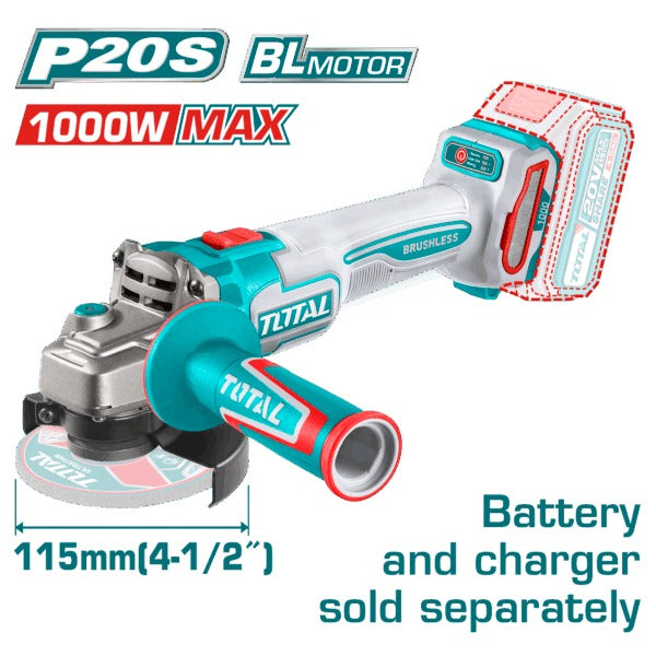 Total 20V Angle Grinder 115mm SOLO