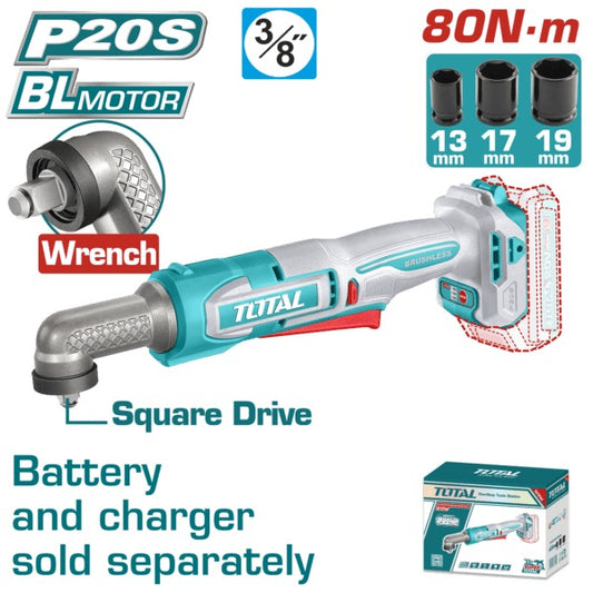 Total 20V Angle Impact Wrench 80nm 3/8dr SOLO