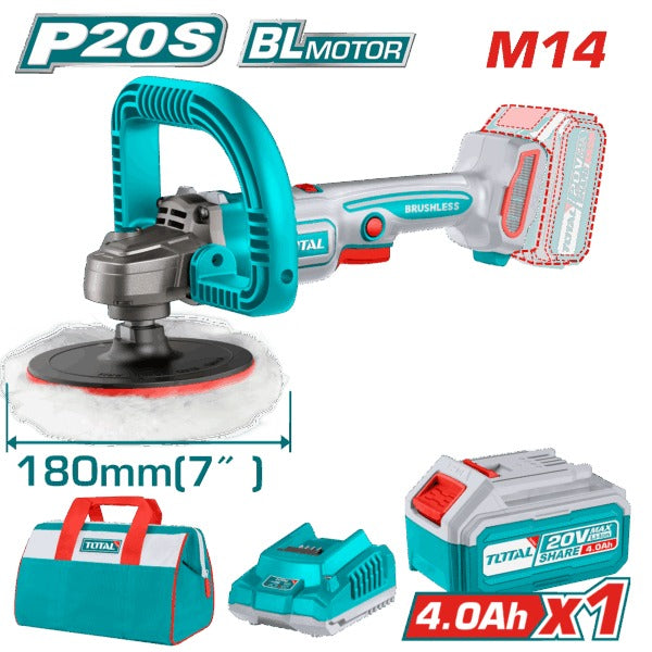 Total 20V Polisher 1x4AH+ 4AH Charger+Acc