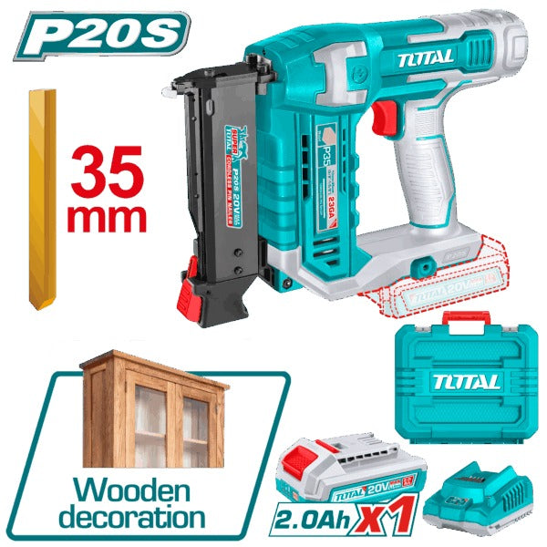 Total 20V Pin Nailer F15-F35 1x2AH+ 2AH Charger+ Acc