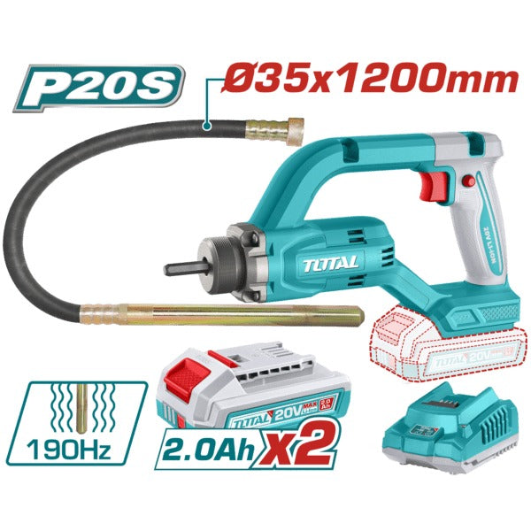 Total 20V Concrete Vibrator 2x2AH + 2AH Charger