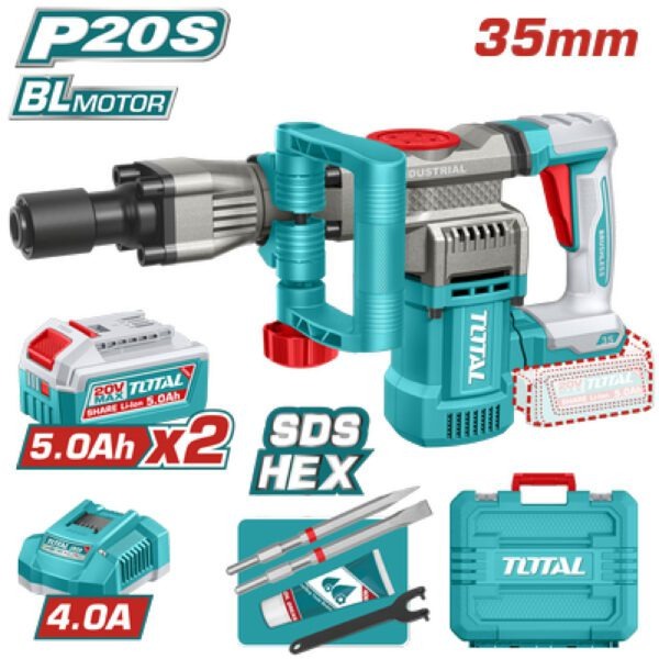 Total 20V Breaker Demolition 16J 2X5AH + 4AH Charger+Acc