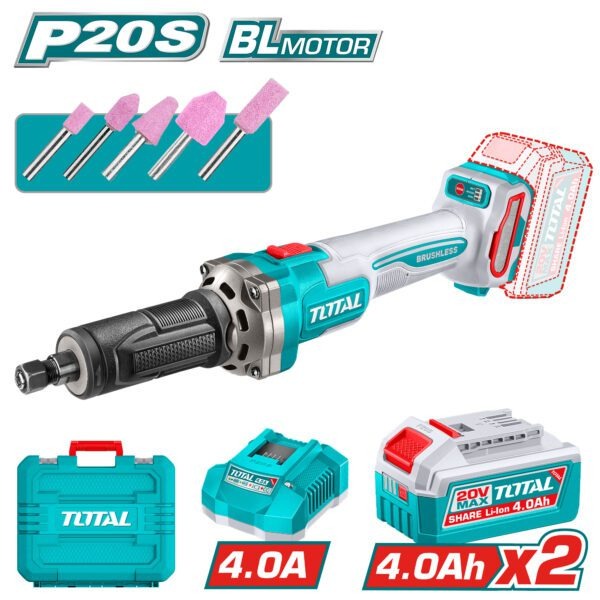 Total 20V Die Grinder 2X4AH+Charger+Acc (KIT)
