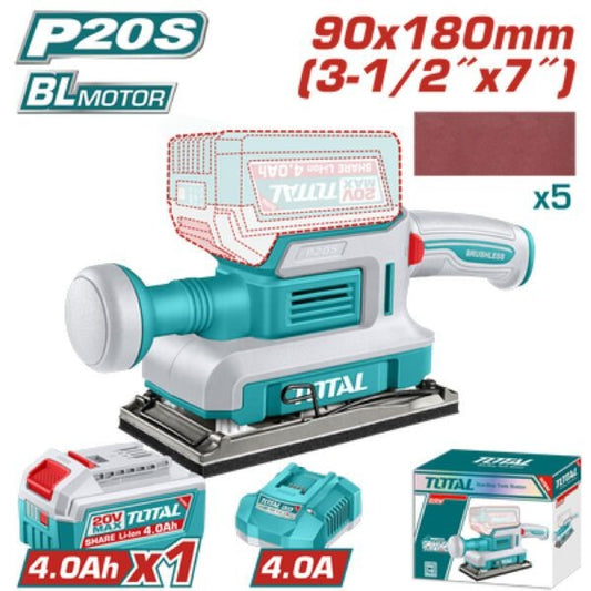 Total 20V Sander Orbital 180mm+ 1X4AH+ 4AH Charger