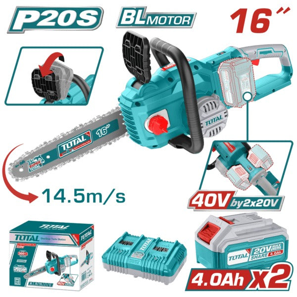 Total 20V/40V Chain Saw 16" 2X4AH+ 4AH Charger