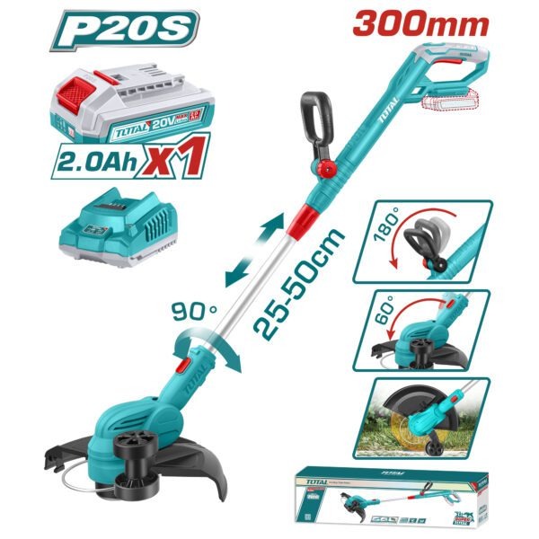 Total 20V Grass Trimmer 300mm 1X2AH + 2AH Charger