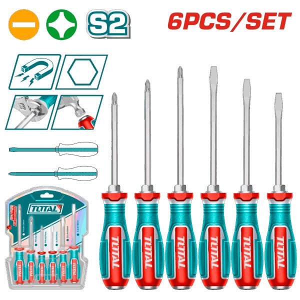 Total Screwdriver 6PC Set S2 Industrial Steel-GO THROUGH