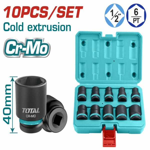 Total Socket Set Impact 10Pc 1/2 DR