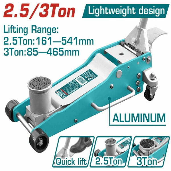 Total Jack Trolley/Floor HYD 2.5/3 Ton 85-541mm ALUM