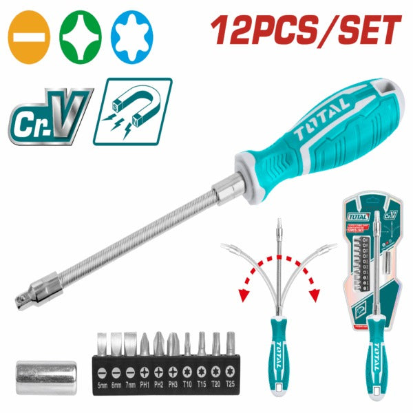 Total Screwdriver 12Pc Flexi