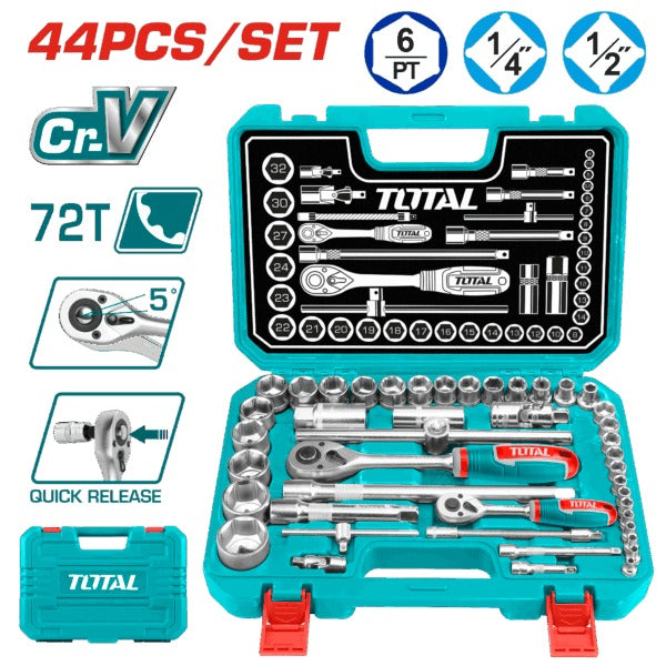 Total Socket Set 1/4+1/2 – 44Pc