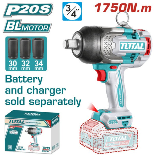 Total 20V Imapct Wrench 1750nm 3/4dr SOLO