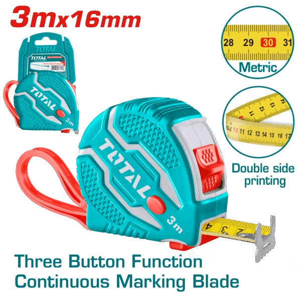 Total Measuring Tape 3mx16mm Rubber