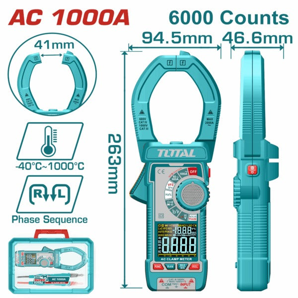 Total Elect clamp meter AC1000A/6000Counts