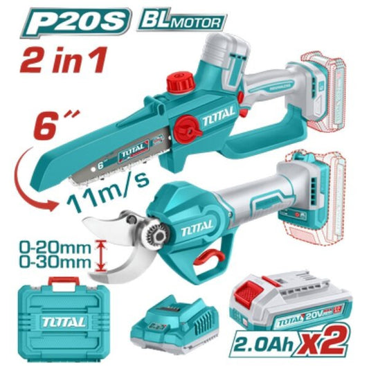 Total 20V COMBO 2PC Pruner Saw 6"+ Shear+2X2AH+Charger