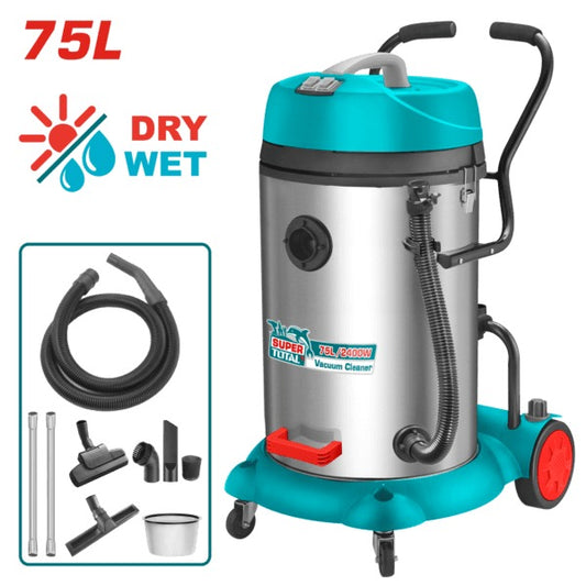 Total 220V Vacuum Cleaner Wet & Dry 2400W 75L