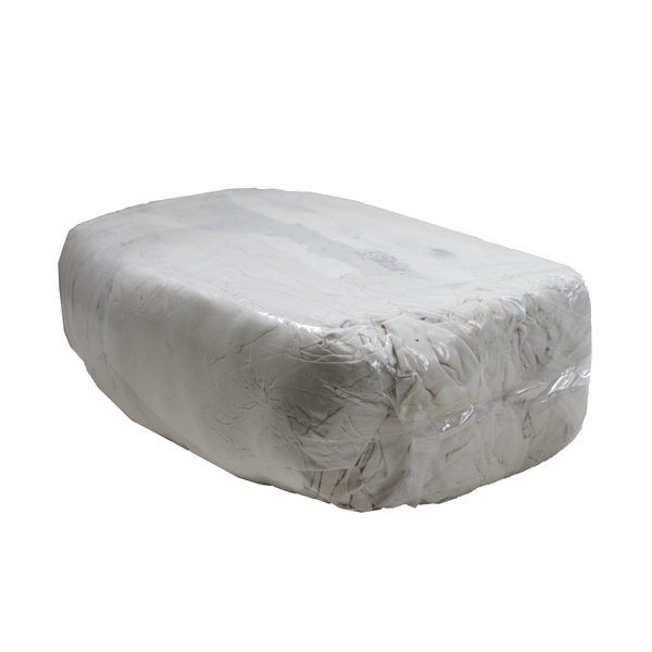 High-quality white cotton cleaning rags in a clear 5 kg pack