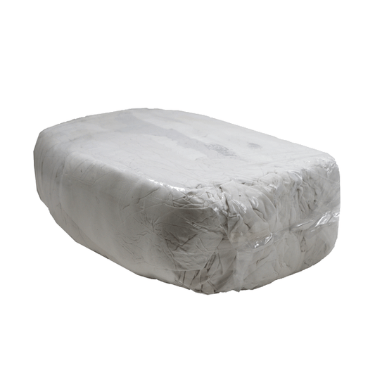 High-quality white cotton cleaning rags in a clear 5 kg pack